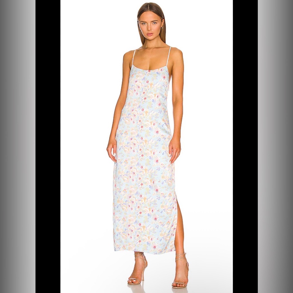 Something Navy Silky Floral Essential Silk Dress